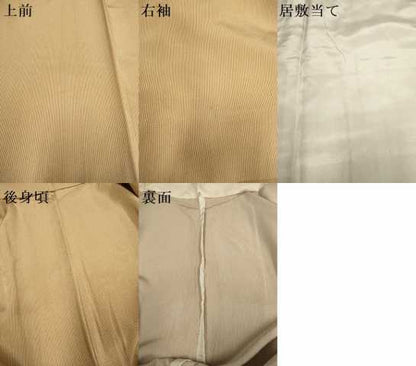 平和屋着物▽江戸小紋　単衣　万筋　芝翫茶色×練色　正絹　逸品　DABI4023du