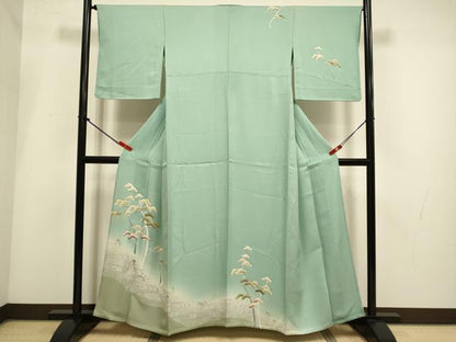 平和屋着物▽訪問着　単衣　松文　暈し染め　正絹　逸品　DABI4027du