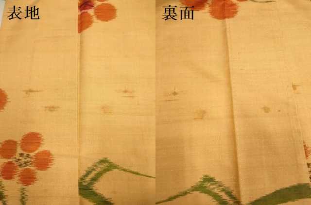平和屋着物▽上質な紬　単衣　枝梅文　正絹　逸品　DABI4032du