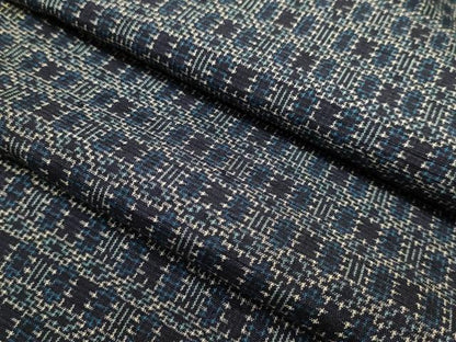 平和屋着物▽上質な紬　単衣　幾何学文様　正絹　逸品　DABI4035du