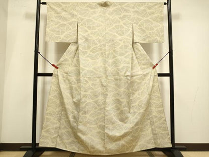 平和屋着物▽上質な紬　単衣　抽象文様　正絹　逸品　DABI4036du