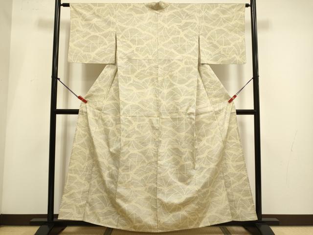 平和屋着物▽上質な紬　単衣　抽象文様　正絹　逸品　DABI4036du