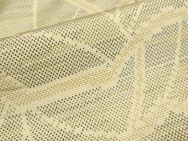 平和屋着物▽上質な紬　単衣　抽象文様　正絹　逸品　DABI4036du