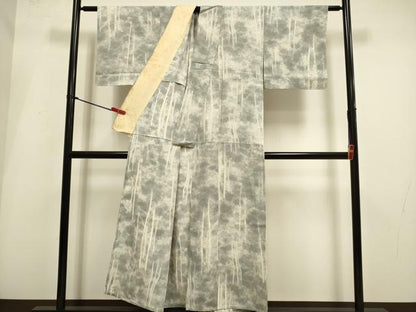 平和屋着物▽上質な小紋　単衣　樹林文　正絹　逸品　DABI4041du