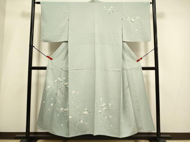 平和屋着物▽訪問着　単衣　友禅　枝花文　暈し染め　正絹　逸品　DABI4042du
