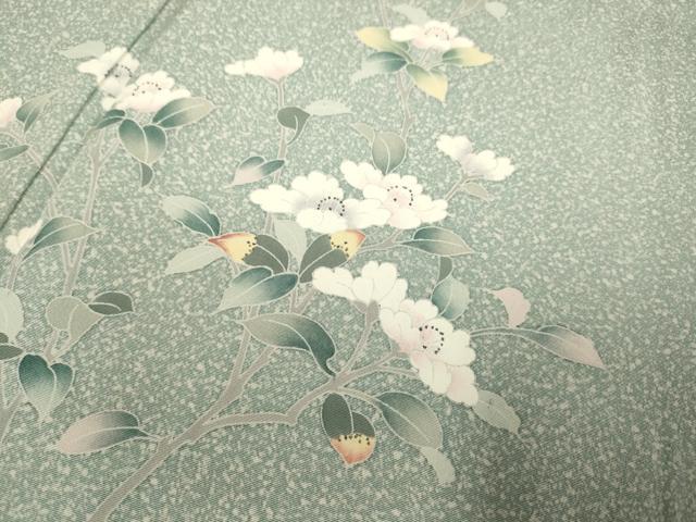 平和屋着物▽訪問着　単衣　友禅　枝花文　暈し染め　正絹　逸品　DABI4042du