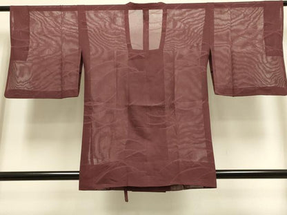 平和屋着物▽道行コート　スリーシーズン　春夏秋　塵除け　芝文　小豆色　高島屋扱い　正絹　逸品　未使用　DABI4055du
