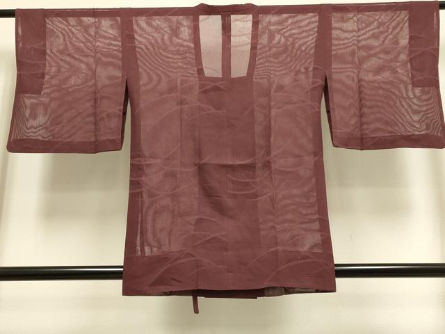 平和屋着物▽道行コート　スリーシーズン　春夏秋　塵除け　芝文　小豆色　高島屋扱い　正絹　逸品　未使用　DABI4055du