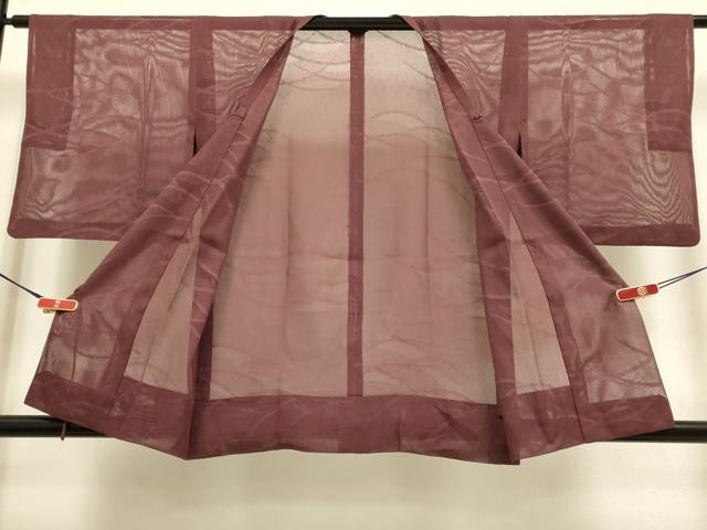 平和屋着物▽道行コート　スリーシーズン　春夏秋　塵除け　芝文　小豆色　高島屋扱い　正絹　逸品　未使用　DABI4055du