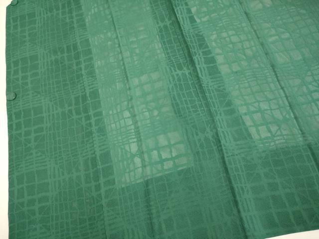 平和屋着物▽道行コート　スリーシーズン　春夏秋　塵除け　格子柄　木賊色　正絹　逸品　DABI4059du