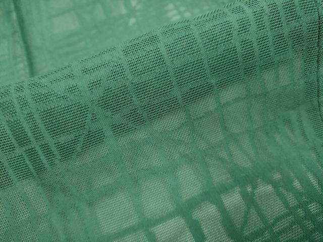 平和屋着物▽道行コート　スリーシーズン　春夏秋　塵除け　格子柄　木賊色　正絹　逸品　DABI4059du