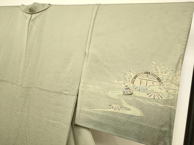 平和屋着物▽訪問着　単衣　流水風景文　暈し染め　正絹　逸品　DABI4064du
