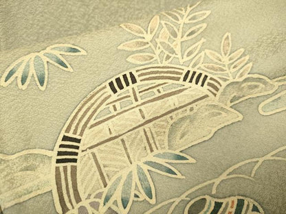 平和屋着物▽訪問着　単衣　流水風景文　暈し染め　正絹　逸品　DABI4064du