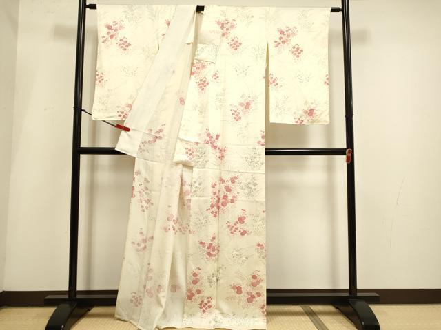 平和屋着物▽訪問着　単衣　草花文　銀彩　正絹　逸品　未使用　DABI4065du