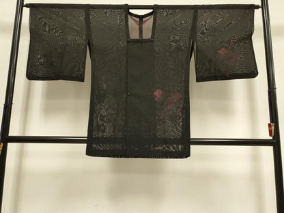 平和屋着物▽中国三大刺繍　スワトウ刺繍　汕頭刺繍　道行コート　スリーシーズン　春夏秋　塵除け　枝花文　正絹　逸品　DABI4070du