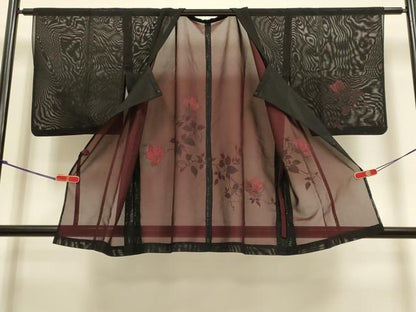 平和屋着物▽中国三大刺繍　スワトウ刺繍　汕頭刺繍　道行コート　スリーシーズン　春夏秋　塵除け　枝花文　正絹　逸品　DABI4070du