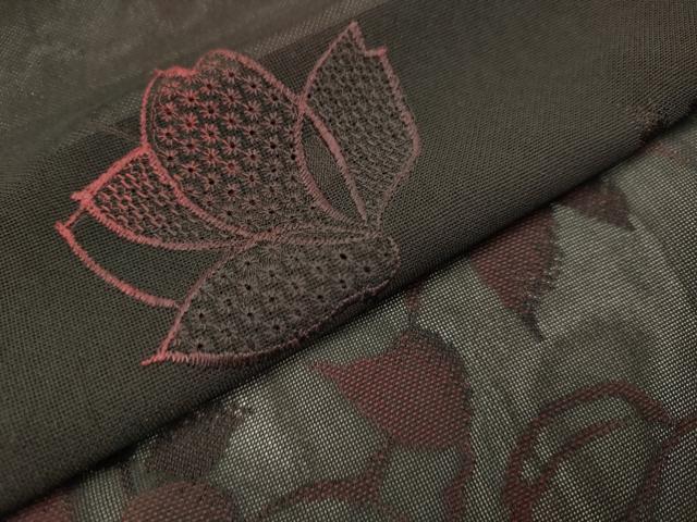 平和屋着物▽中国三大刺繍　スワトウ刺繍　汕頭刺繍　道行コート　スリーシーズン　春夏秋　塵除け　枝花文　正絹　逸品　DABI4070du