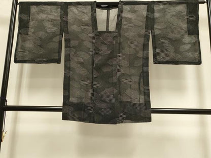 平和屋着物▽道行コート　スリーシーズン　春夏秋　塵除け　地紙重ね文　正絹　逸品　DABI4073du