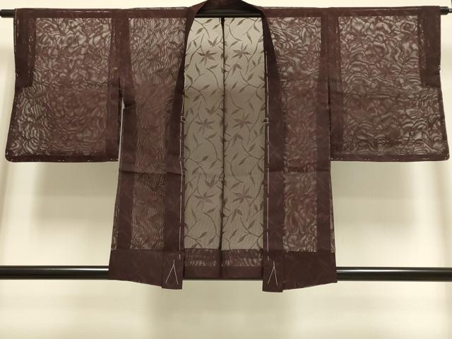 平和屋着物▽羽織　スリーシーズン　春夏秋　塵除け　枝葉文　正絹　逸品　DABI4075du