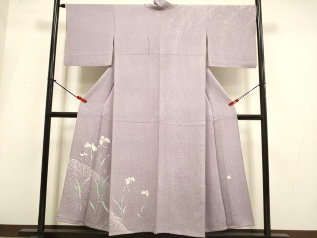 平和屋着物▽東京友禅　菅有鬼一　訪問着　単衣　鷺草　正絹　逸品　DABI4080du