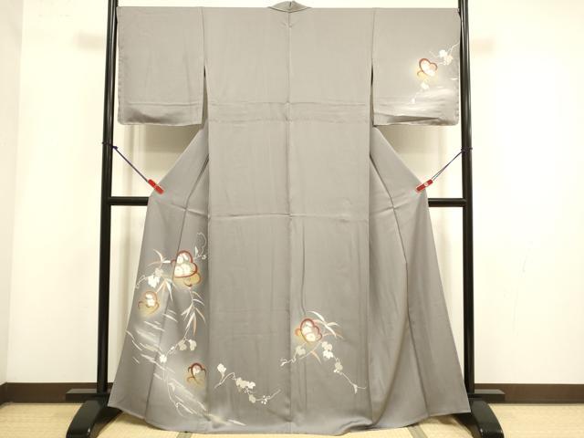 平和屋着物▽訪問着　単衣　友禅　草花文　暈し染め　正絹　逸品　未使用　DABI4081du
