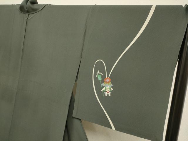 平和屋着物▽世界的人形師　辻村寿三郎　ジュサブロー　訪問着　単衣　兎　正絹　逸品　DABI4082du