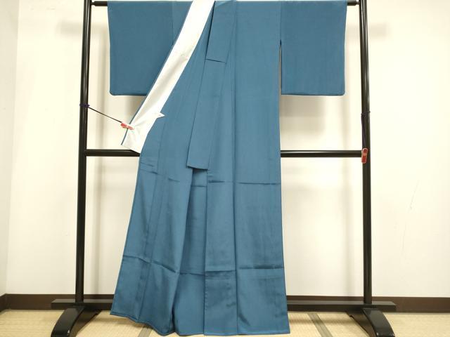 平和屋着物▽色無地　単衣　紺鼠色　さんび謹製　洗える着物　DABI4083du