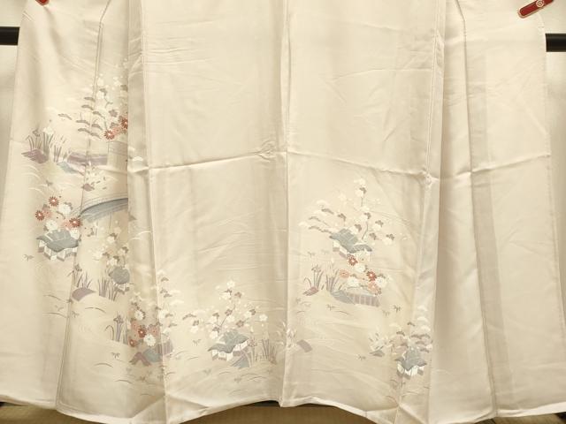 平和屋着物▽上質な小紋　単衣　風景花文　松竹梅　正絹　逸品　DABI4084du