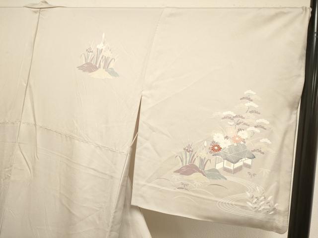 平和屋着物▽上質な小紋　単衣　風景花文　松竹梅　正絹　逸品　DABI4084du