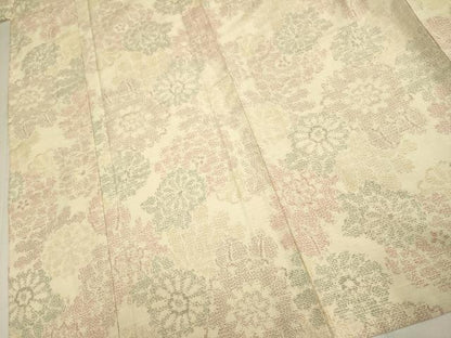 平和屋着物▽結城紬　単衣　舞花文　正絹　逸品　DABI4087du