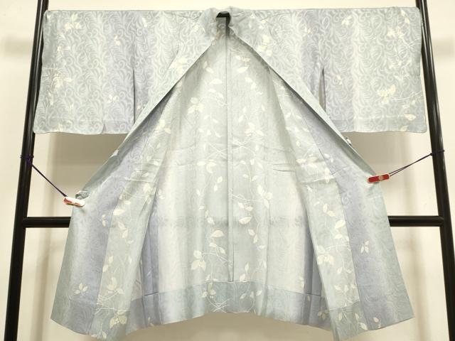 平和屋着物▽道中着　スリーシーズン　春夏秋　塵除け　枝葉文　暈し染め　正絹　逸品　未使用　DABI4089du