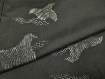 平和屋着物▽上質な紬　単衣　千鳥　三越扱い　正絹　逸品　DABI4091du