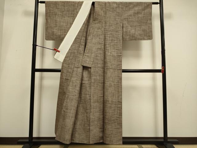 平和屋着物▽上質な紬　単衣　霞文　正絹　逸品　DABI4092du
