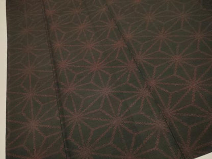平和屋着物▽上質な紬　単衣　麻の葉文様　正絹　逸品　DABI4093du