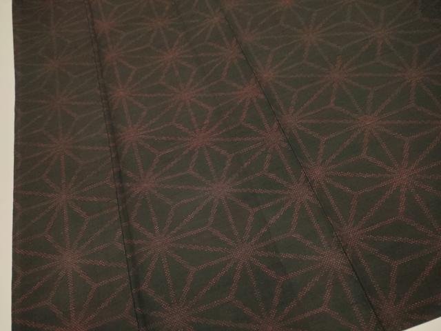 平和屋着物▽上質な紬　単衣　麻の葉文様　正絹　逸品　DABI4093du