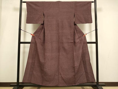 平和屋着物▽本塩沢　単衣　十字絣　正絹　逸品　DABI4103du