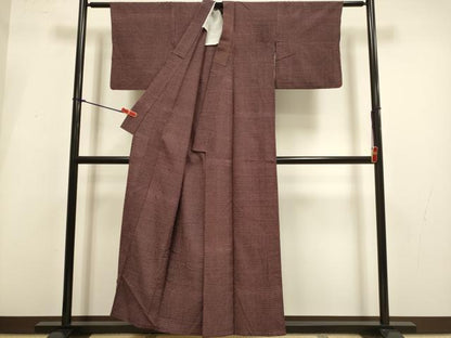 平和屋着物▽本塩沢　単衣　十字絣　正絹　逸品　DABI4103du