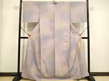 平和屋着物▽染色作家　斉藤三才　小紋　単衣　霞文　暈し染め　正絹　逸品　未使用　DABI4104du