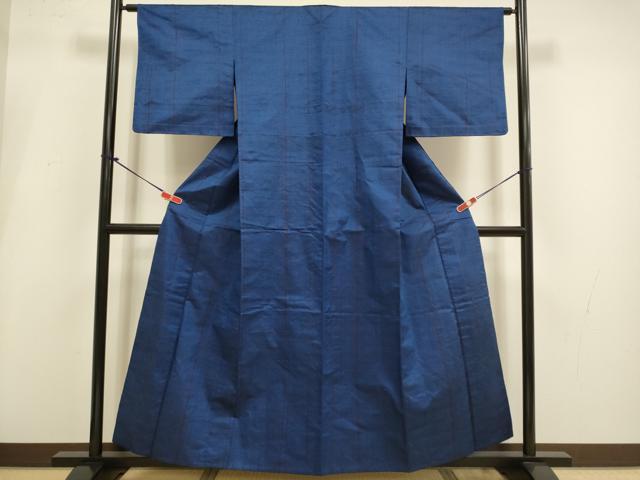 平和屋着物▽上質な紬　単衣　縞　正絹　逸品　DABI4111du