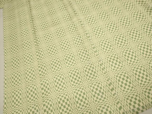 平和屋着物▽上質な小紋　単衣　変わり市松文様　正絹　逸品　DABI4113du