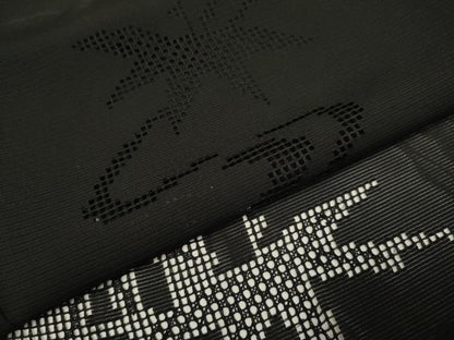 平和屋着物▽羽織　スリーシーズン　春夏秋　塵除け　流水笹文　黒地　正絹　逸品　DABI4115du