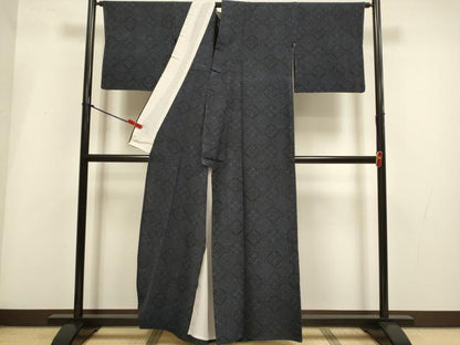 平和屋着物▽結城紬　単衣　蜀江花文　正絹　逸品　DABI4118du