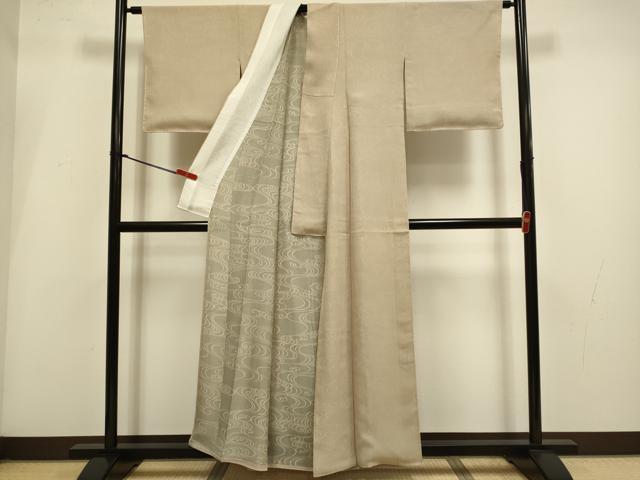 平和屋着物▽上質な小紋　無双　紗袷　紗×絽　流水文　正絹　逸品　DABI4119du