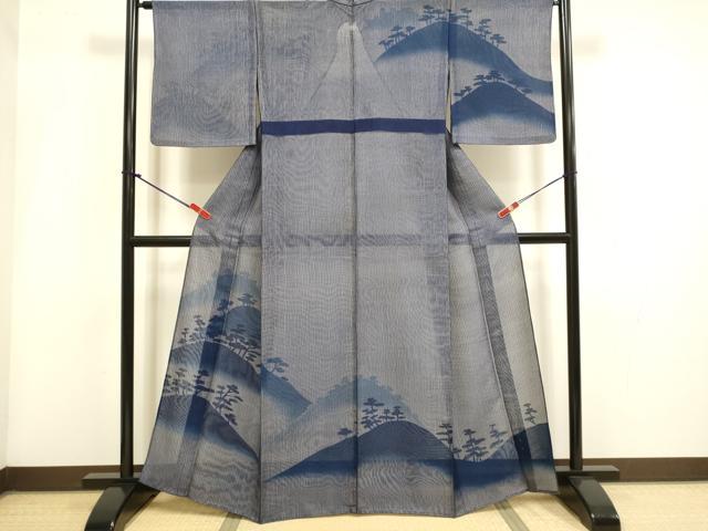 平和屋着物▽訪問着　無双　紗袷　紋紗×紗　風景松文　正絹　逸品　DABI4120du