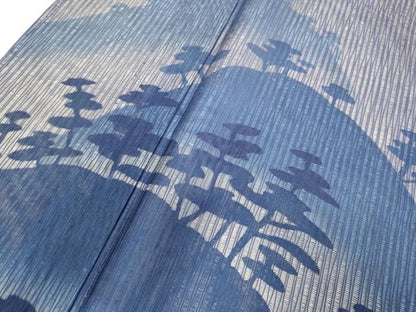 平和屋着物▽訪問着　無双　紗袷　紋紗×紗　風景松文　正絹　逸品　DABI4120du