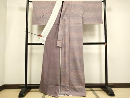 平和屋着物▽上質な小紋　単衣　花唐草地紋　正絹　逸品　未使用　DABI4122du