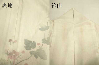 平和屋着物▽訪問着　無双　紗袷　紗×縦絽　枝花文　正絹　逸品　DABI4123du