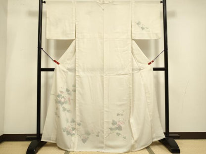 平和屋着物▽訪問着　無双　紗袷　紗×縦絽　枝花文　正絹　逸品　DABI4123du