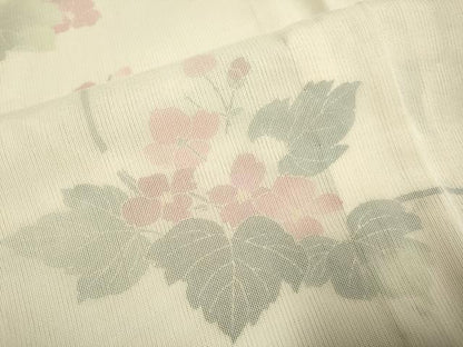 平和屋着物▽訪問着　無双　紗袷　紗×縦絽　枝花文　正絹　逸品　DABI4123du