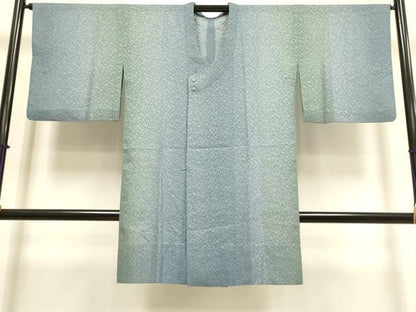 平和屋着物▽道行コート　スリーシーズン　春夏秋　塵除け　草花文　暈し染め　反端付き　正絹　逸品　DABI4132du